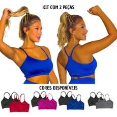 Kit 2 Top Fitness Nadador Feminino Alça Fina Alcinha Academia Top Básico para malhar Costa Nua