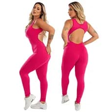 Kit 2 Macacão Fitness Feminino Costas Aberta Liso Longo Alta Qualidade Premium Treino Academia