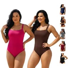 Body Feminino Suplex Boddy Estilo Maiô Alta Qualidade Verão Moda Praia Suplex Decote Liso Preto KZ