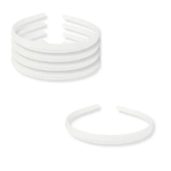 Kit 24 Tiara Arco Arquinho Plástico Forrar/Encapar/Costumizar Simples Branca Lisa - 10mm / 1cm