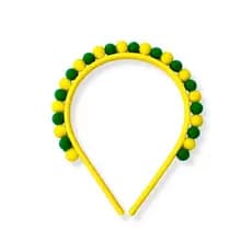 01 Arco Cabelo Tiara Copa Mundo Brasil Pompom Acessório 10mm