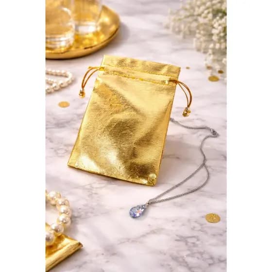 Saquinho Organizador de Joias Luxo Dourado | Porta Bijuterias Presente Elegante