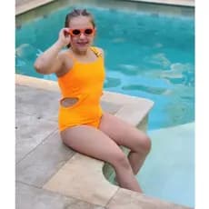 Maiô Juvenil Estrela Menina 12/14/16 – Moda Praia Piscina Confortável, Neon e Preto