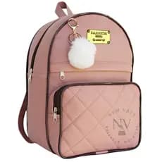 Mochila Feminina Bolsa Mochilinha Reforçada Escolar  Alças Reguláveis+ Pompom Três Repartições