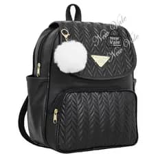 Mochila Feminina Bolsa Mochilinha Fashion Com Lindo Detalhe e Dois Bolsos Laterais + Chaveiro Pompom
