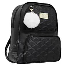Mochila Feminina Bolsa Mochilinha Modelo Escolar - Trabalho - Universitário + Chaveiro Pom pom