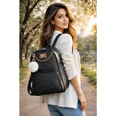 Mochila Feminina Bolsa Mochilinha Moda exclusiva Trabalho Escola Reforçada + lindo Pompom
