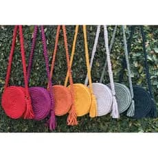 Bolsa Boho Cores Redonda em fio de malha