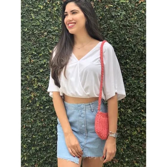 Bolsa Concha artesanal em fio de malha