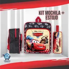 Kit Escolar Mochila Média + Estojo Infantil Masculino Menino Personagem Carros Relâmpago McQueen
