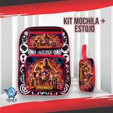 Kit Escolar Completo Mochila Rodinha Costas Estojo Masculino Menino Personagem Vingadores