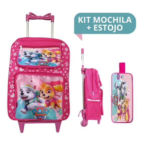 Kit Escolar Completo Mochila Rodinha Costas Lancheira Térmica Estojo Feminino Menina Patrulha Canina