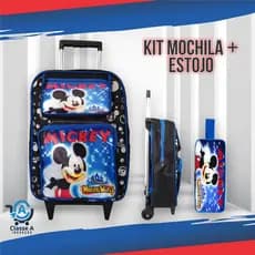 Kit Escolar Completo Mochila Costas e Rodinha Mickey Masculino