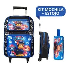 Kit Escolar Completo Mochila Costas e Rodinha Patrulha Masculino