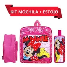 Kit Mochila Média + Estojo Infantil Escolar Feminino Menina Personagem Minnie