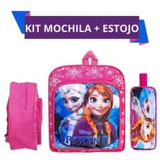Kit Mochila Média + Estojo Infantil Escolar Feminino Menina Personagem Frozen