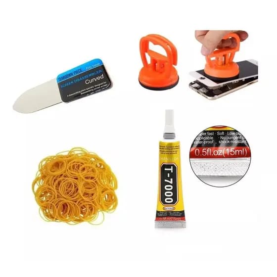 Kit troca de tela com cola t7000 + ventosa + elásticos + espatula