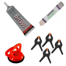 Kit Manutenção celular Cola B7000 110ml + 4 Grampos Fixa Celular + Ventosa + Espátula GB5A