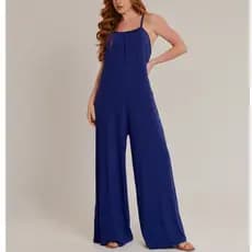 Vistore Macacão Feminino Pantalona Alça Fina Liso Viscolycra Com Bolso