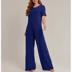 Macacão Feminino Longo Pantalona Com Manga Curta Macacão Longo