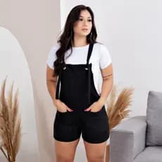 Jardineira Feminina Salopete Com Alças Reguláveis Bolsos Moda Gestante