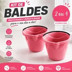 Kit Baldes De Limpeza Plastico com Alça 8 litros Com 4 e 2 Unidades Balde de Roupa