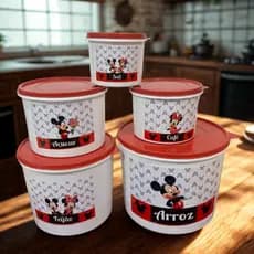 Kit Mantimentos 5 Potes De Armazenamento Cozinha Organizada