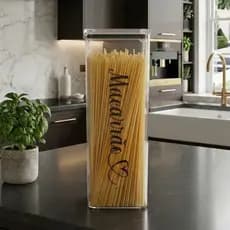 Pote Hermético 2,3ml Para Macarrão Espaguete Acrílico Empilhável Organizador De Cozinha Porta Mantimentos Premium