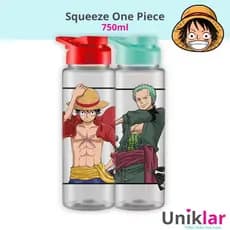 Squeeze Garrafa Infantil Personagem 750ml One Piece Luffy e Zoro Chapéu de Palha