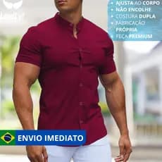 Camisa Gola Padre Social Maculina Manga Curta Slim Leve