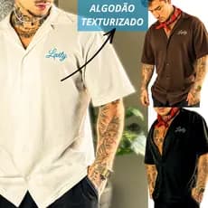 CAMISA MASCULINA OVERSIZED TRICOT OFF WHITE TEXTURIZADA PREMIUM GRIFE