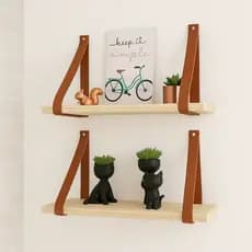 Kit 2 Prateleiras De Madeira Pinus Organizadora Com Alças Para Parede Quarto Banheiro