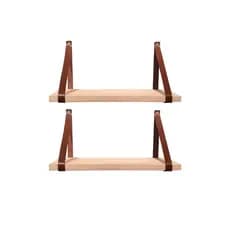 Kit 2 Prateleiras de Madeira Pinus Maciça 50cm Organizadora Suspensa com Alça Para Parede Quarto Banheiro