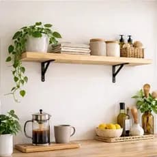 Prateleira Madeira 80cm com Suporte Mão Francesa Decorativa Parede Sala Quarto Banheiro Cozinha