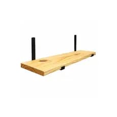 Prateleira Madeira Industrial 80x19cm com Suporte Invertido Preto Decorativa Parede Cozinha Quarto Banheiro