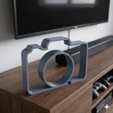Enfeite Decorativo Câmera Fotográfica Minimalista Estátua Sala Fotógrafo Escritório