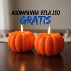 Luminária Abóbora de  Suporte para Vela LED Enfeite Decorativo Mesa Sala Halloween