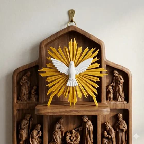 Espírito Santo Pomba Branca Decorativa Religiosa para Altar Oração e Capela