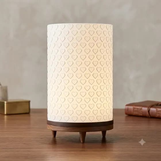 Luminária Abajur com Padrão de Coração LED USB Decorativa Romântica de Mesa