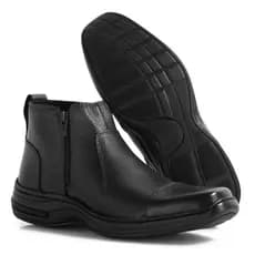 Botinha Masculina Antistress Ortopédica Bota Couro Legitimo Ajuste Zíper Confortável Macia Promoção