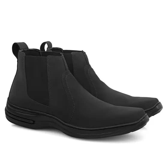 Bota Masculina Antistress Ortopédica Nobuck Preto Confortável Promoção Oferta