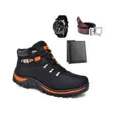 Kit Bota Coturno Adventure Masculino Conforto Resistencia Leve Macia Trilha Cinto Carteira Relogio