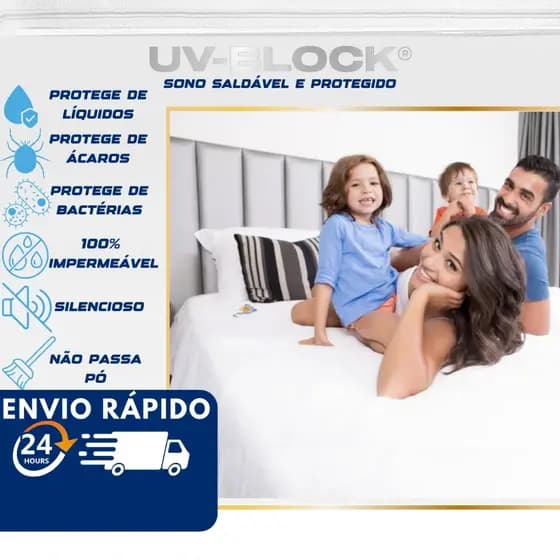 Capa Colchão UV Block Impermeável - Protetor Colchão Seco e Limpo - Berço Solteiro Casal Queen