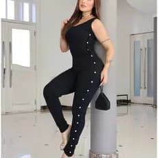 Macacão Feminino Longo- Macacão Justo com botões laterais- Moda Feminina Elegante Moderno e Confortável