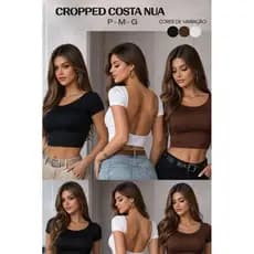 Cropped Feminino Suplex Baby Tee Costa Nua Moda Casual Básica Premium Tendência verão