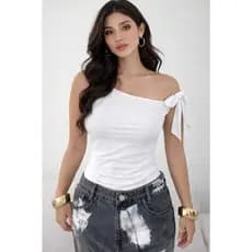 BLUSA FEMININA ASSIMÉTRICA UM OMBRO SÓ COM LAÇO – REGATA EM SUPLEX PREMIUM – MODELAGEM QUE VALORIZA O CORPO