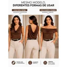 ✨ Blusa Feminina 2 em 1 Gola Boba & Ombro a Ombro regata Elegante Premium trabalho casual
