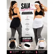 Saia tampa bumbum | Saia Academia com Faixa | Cós Alto | Moda Fitness | Treino | Corrida | Pilates | Yoga