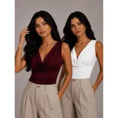 Kit 2 Blusa Regata Gola Boba em Suplex– Regata Elegante Moda Verão Confortável