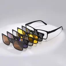 Óculos Armação Clip On Para Grau 5 em 1 Masculino Lentes Polarizadas